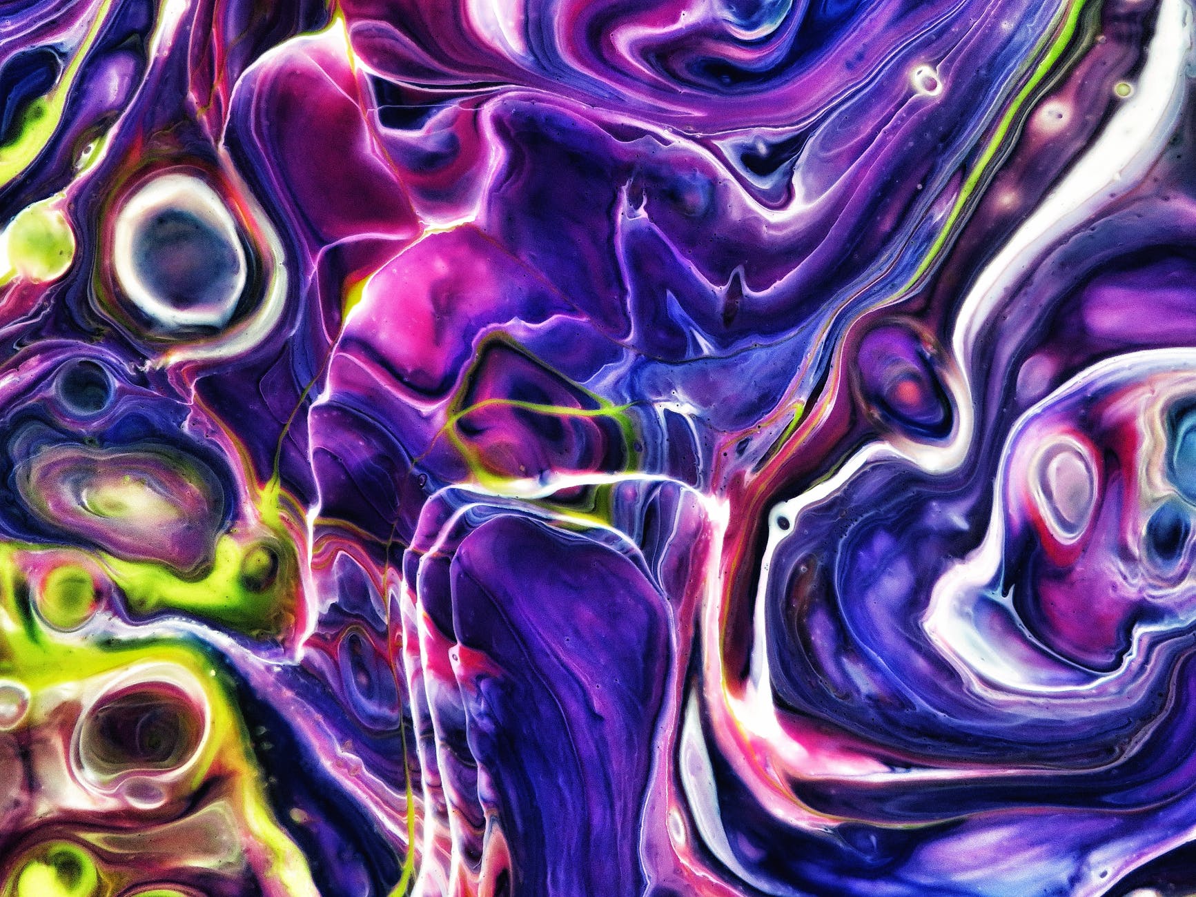 purple green and yellow abstract painting