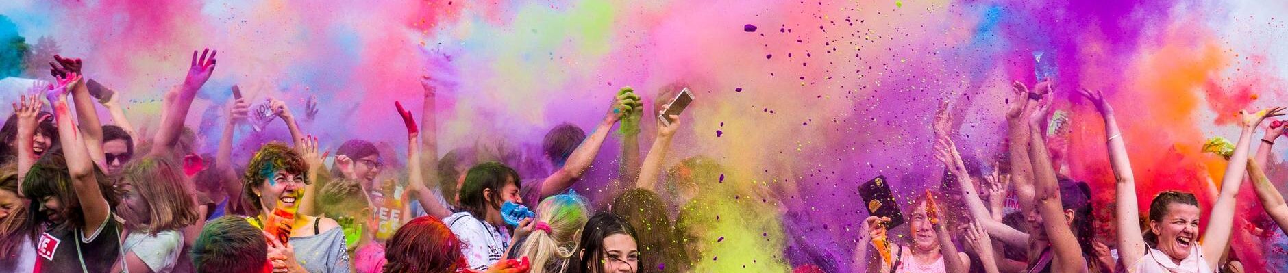 group of people having neon party