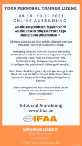 "Yoga Personal Trainer Lizenz" mit Claudia (08.10.-10.10.2021)